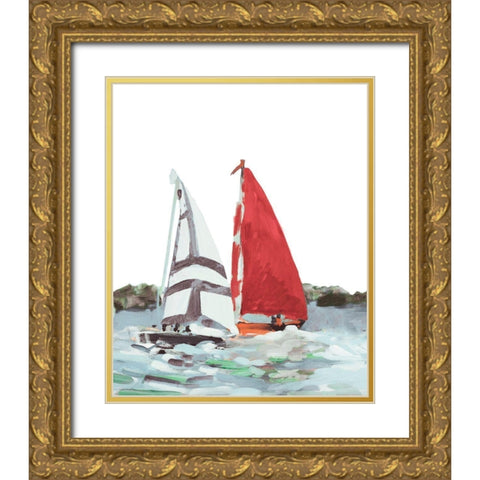 Line Regatta I Gold Ornate Wood Framed Art Print with Double Matting by Slivka, Jane