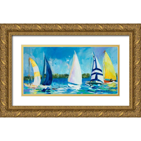 The Regatta I Gold Ornate Wood Framed Art Print with Double Matting by Slivka, Jane