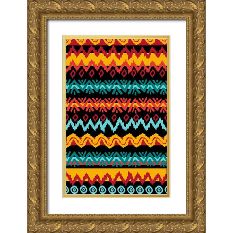 Navajo Mission Teal Gold Ornate Wood Framed Art Print with Double Matting by Biscardi, Nicholas