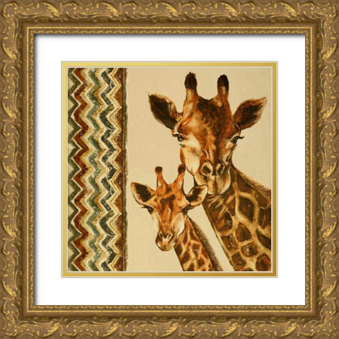 Chevron Safari I Gold Ornate Wood Framed Art Print with Double Matting by Pinto, Patricia