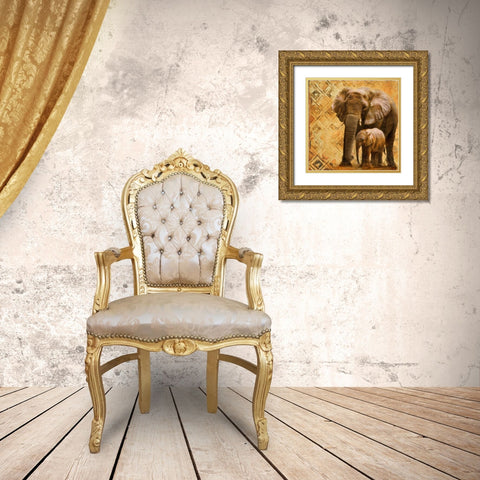 Safari Family I Gold Ornate Wood Framed Art Print with Double Matting by Pinto, Patricia