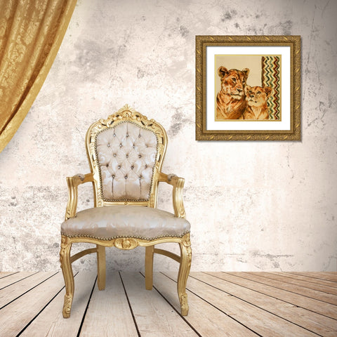 Chevron Safari II Gold Ornate Wood Framed Art Print with Double Matting by Pinto, Patricia
