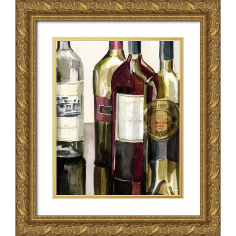 Auburn Wine Collection I Gold Ornate Wood Framed Art Print with Double Matting by French-Roussia, Heather A.