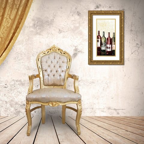 Wine Typography II Gold Ornate Wood Framed Art Print with Double Matting by French-Roussia, Heather A.