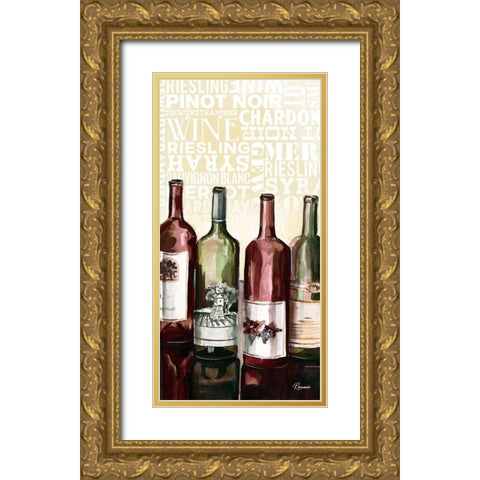 Wine Typography II Gold Ornate Wood Framed Art Print with Double Matting by French-Roussia, Heather A.