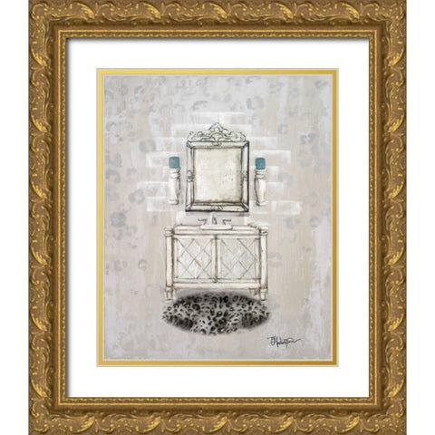 Antique Mirrored Bath I Gold Ornate Wood Framed Art Print with Double Matting by Hakimipour, Tiffany