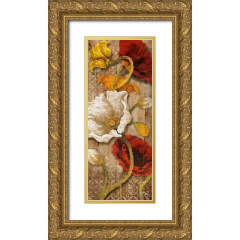 Joyful Poppies I Gold Ornate Wood Framed Art Print with Double Matting by Medley, Elizabeth