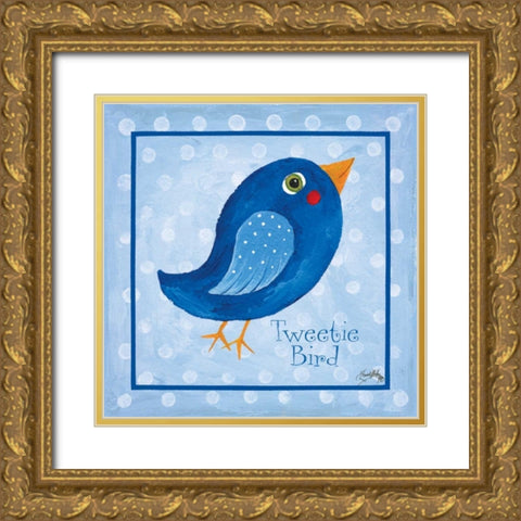 Blue Bird Border Gold Ornate Wood Framed Art Print with Double Matting by Medley, Elizabeth