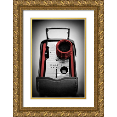 Red Camera Gold Ornate Wood Framed Art Print with Double Matting by Peck, Gail