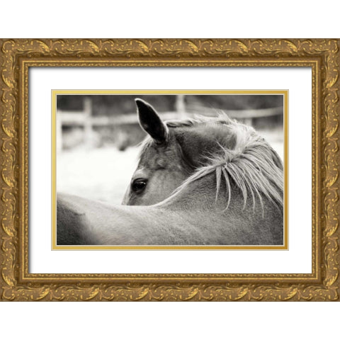 Over His Shoulder Gold Ornate Wood Framed Art Print with Double Matting by Peck, Gail