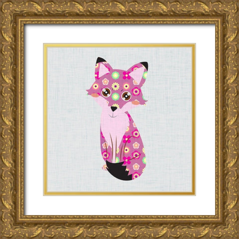 Retro Fox II Gold Ornate Wood Framed Art Print with Double Matting by SD Graphics Studio