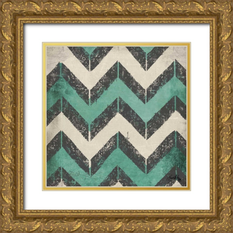 Turquoise Modele I Gold Ornate Wood Framed Art Print with Double Matting by Medley, Elizabeth