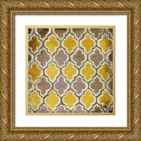 Yellow and Gray Modele II Gold Ornate Wood Framed Art Print with Double Matting by Medley, Elizabeth