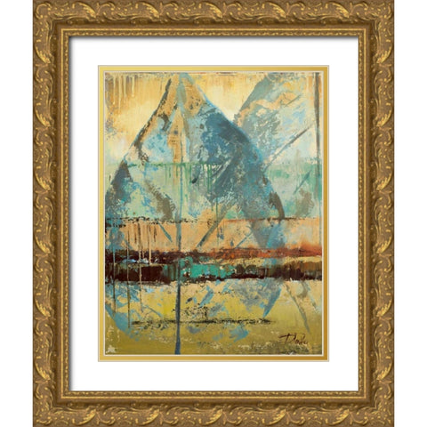 Rain Leaves I Gold Ornate Wood Framed Art Print with Double Matting by Pinto, Patricia