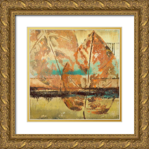 Rain Leaves II Gold Ornate Wood Framed Art Print with Double Matting by Pinto, Patricia