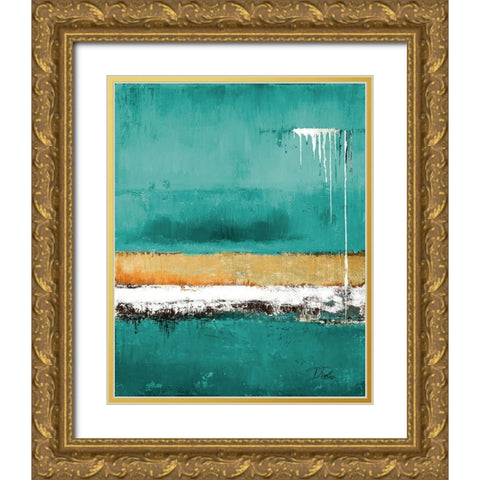 Teal Rain Gold Ornate Wood Framed Art Print with Double Matting by Pinto, Patricia