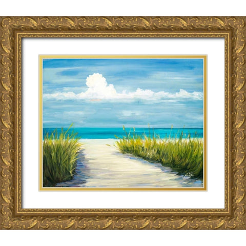 Beach Scene I Gold Ornate Wood Framed Art Print with Double Matting by DeRice, Julie