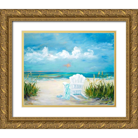 Beach Scene II Gold Ornate Wood Framed Art Print with Double Matting by DeRice, Julie
