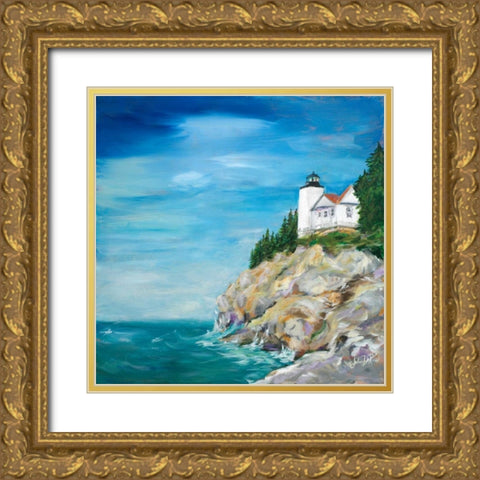 Lighthouse on the Rocky Shore II Gold Ornate Wood Framed Art Print with Double Matting by DeRice, Julie