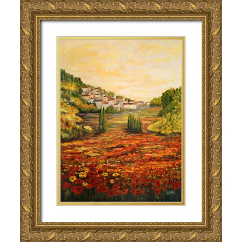 Tuscany Scene Gold Ornate Wood Framed Art Print with Double Matting by DeRice, Julie