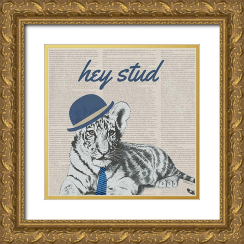 Stud Tiger Gold Ornate Wood Framed Art Print with Double Matting by Rhyan, Vivien