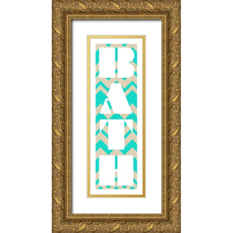 Bathing in Chevron Gold Ornate Wood Framed Art Print with Double Matting by Studio, Sd Graphics