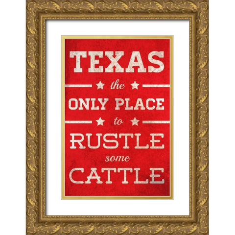 Rustle Some Cattle Gold Ornate Wood Framed Art Print with Double Matting by SD Graphics Studio