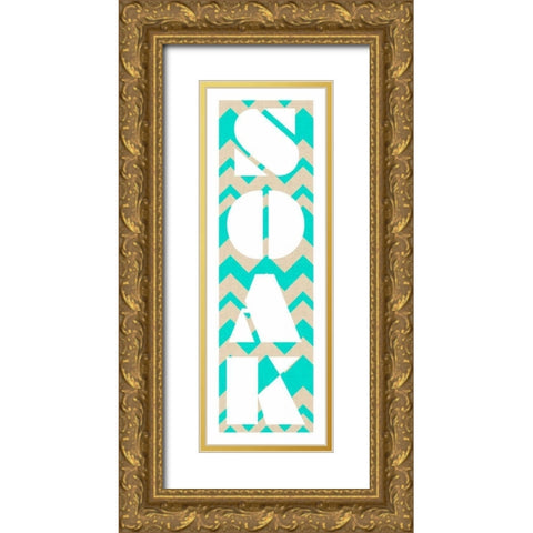 Soaking in Chevron Gold Ornate Wood Framed Art Print with Double Matting by SD Graphics Studio