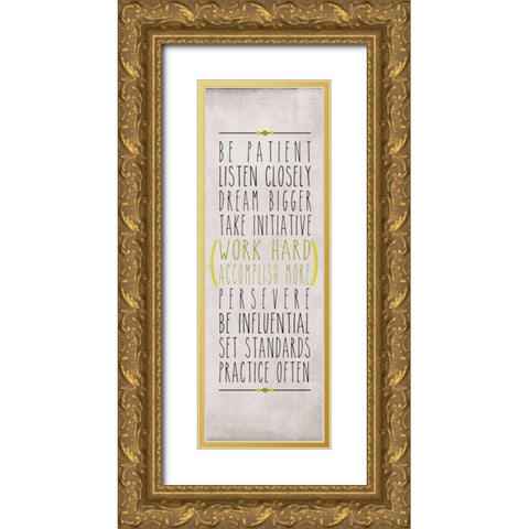 Be Patient Gold Ornate Wood Framed Art Print with Double Matting by SD Graphics Studio