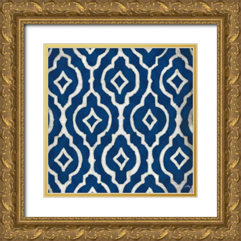 Indigo Modele II Gold Ornate Wood Framed Art Print with Double Matting by Medley, Elizabeth