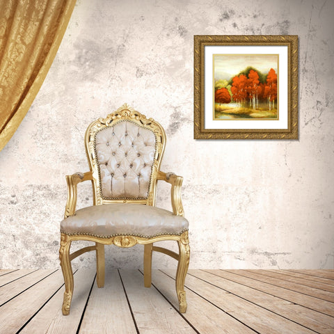 Autumn Birchwood I Gold Ornate Wood Framed Art Print with Double Matting by Marcon, Michael