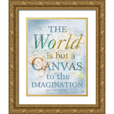 World is a Canvas Gold Ornate Wood Framed Art Print with Double Matting by Medley, Elizabeth