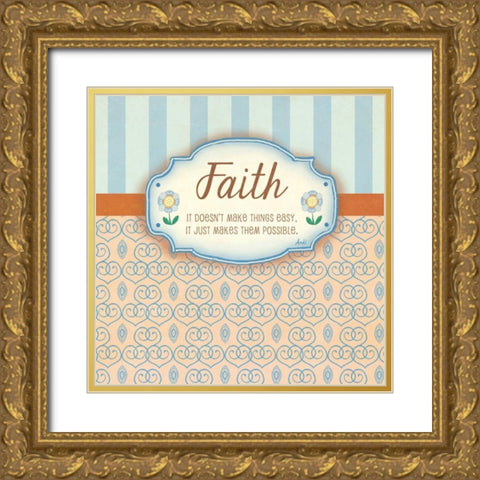Faith Gold Ornate Wood Framed Art Print with Double Matting by Metz, Andi