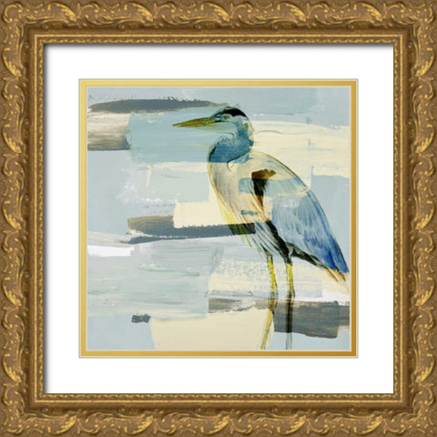 Great Blue Heron Gold Ornate Wood Framed Art Print with Double Matting by Loreth, Lanie