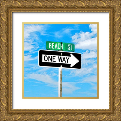 Beach Street Gold Ornate Wood Framed Art Print with Double Matting by Peck, Gail