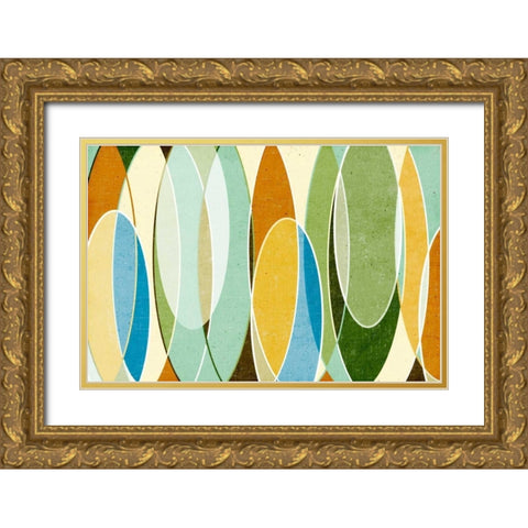 Retro Vibes Gold Ornate Wood Framed Art Print with Double Matting by SD Graphics Studio