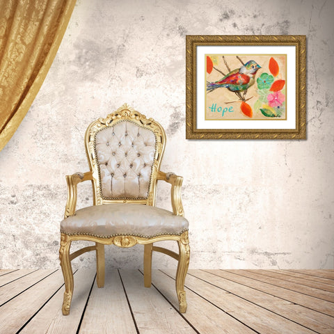 Band of Inspired Birds III Gold Ornate Wood Framed Art Print with Double Matting by Ritter, Gina
