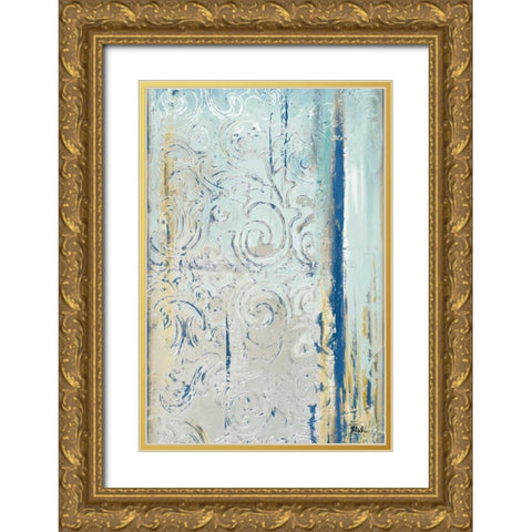 Teal Silver I Gold Ornate Wood Framed Art Print with Double Matting by Pinto, Patricia