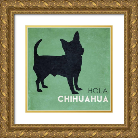 Hola Chihuahua Gold Ornate Wood Framed Art Print with Double Matting by Studio, Sd Graphics
