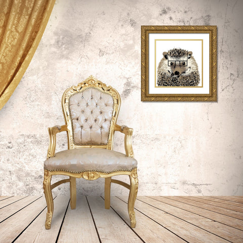 Good Looking Hedgehog Gold Ornate Wood Framed Art Print with Double Matting by SD Graphics Studio