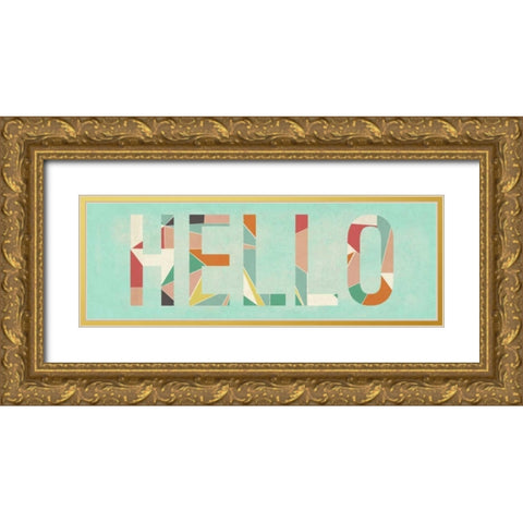 Hello Gold Ornate Wood Framed Art Print with Double Matting by Studio, Sd Graphics