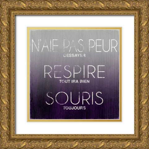 Reach, Breathe, Smile (French) Gold Ornate Wood Framed Art Print with Double Matting by SD Graphics Studio