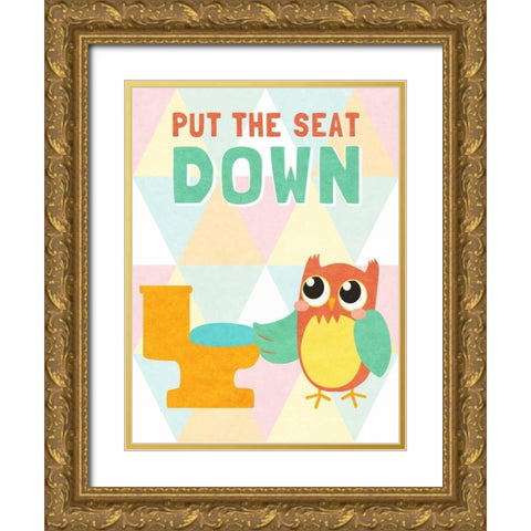 Put the Seat Down Gold Ornate Wood Framed Art Print with Double Matting by SD Graphics Studio