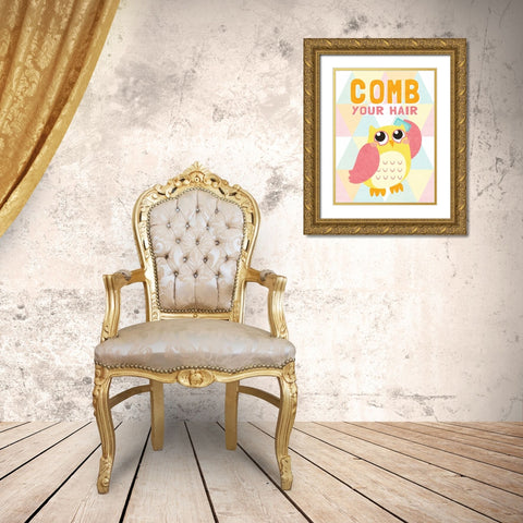 Comb your Hair Gold Ornate Wood Framed Art Print with Double Matting by SD Graphics Studio