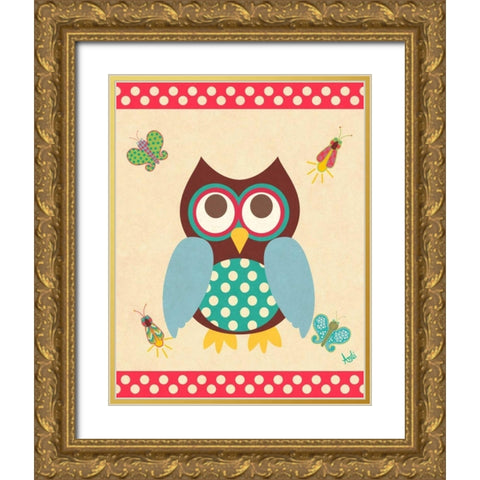 Wise Owls I Gold Ornate Wood Framed Art Print with Double Matting by Metz, Andi