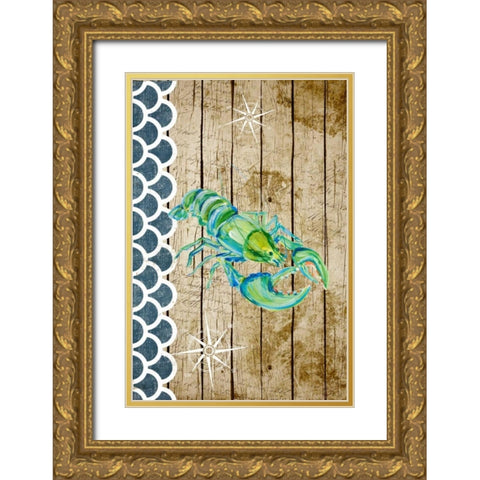 Planked Sealife I Gold Ornate Wood Framed Art Print with Double Matting by DeRice, Julie