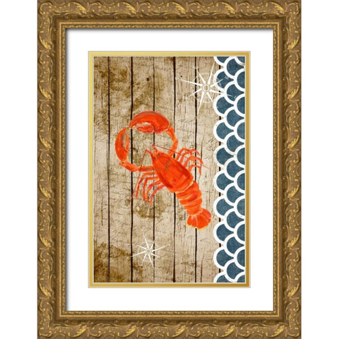Planked Sealife II Gold Ornate Wood Framed Art Print with Double Matting by DeRice, Julie