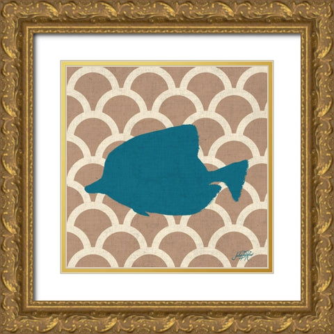 Patterned Sealife II Gold Ornate Wood Framed Art Print with Double Matting by DeRice, Julie