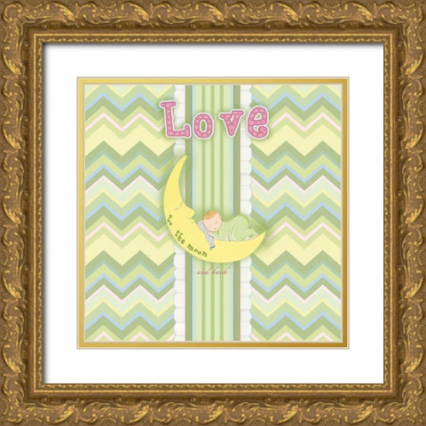 Sleepy Moon I Gold Ornate Wood Framed Art Print with Double Matting by Metz, Andi