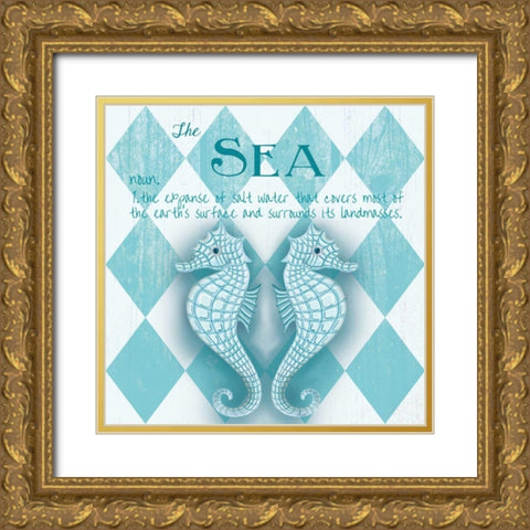 The Sea Border Gold Ornate Wood Framed Art Print with Double Matting by Metz, Andi